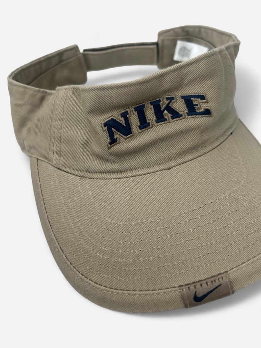 Vintage Nike Silver Tag Khaki Visor with Navy Embroidered Logo - Picture 3 of 7